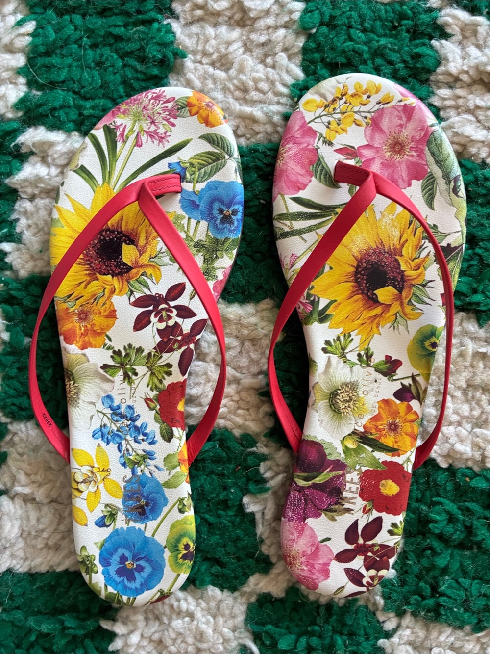 ALICE + OLIVIA x Teeks Floral Print Flip-Flop Sandals size 8 - Picture 3 of 5